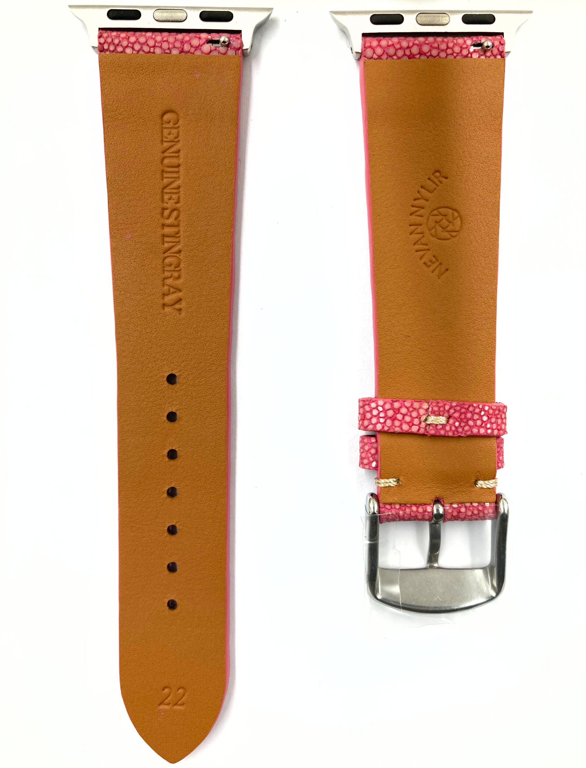 Candy Red Vintage Flat Stingray Apple Watch Straps (BACK)