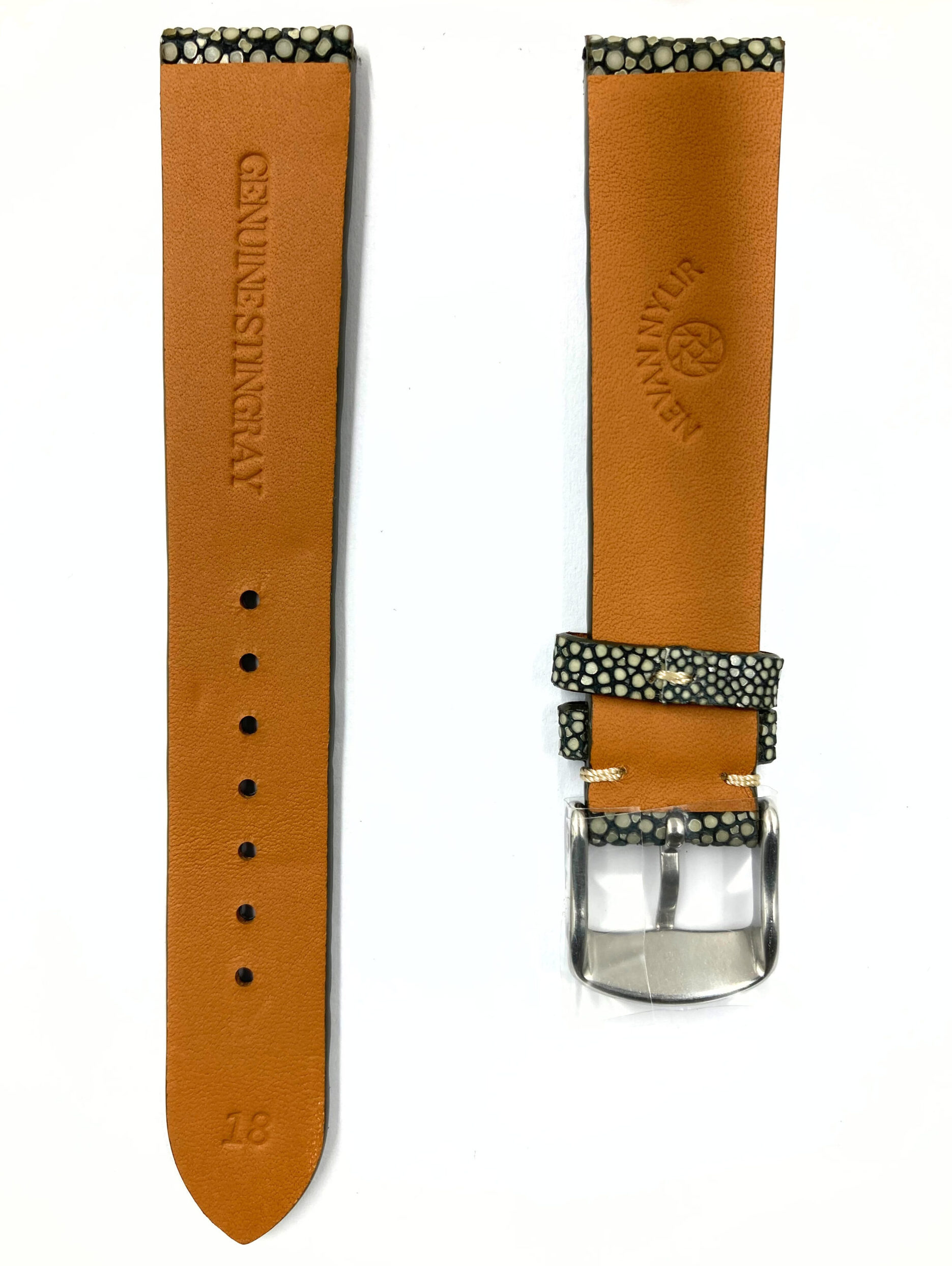 Sap Green Vintage Flat Stingray Watch Straps (BACK)
