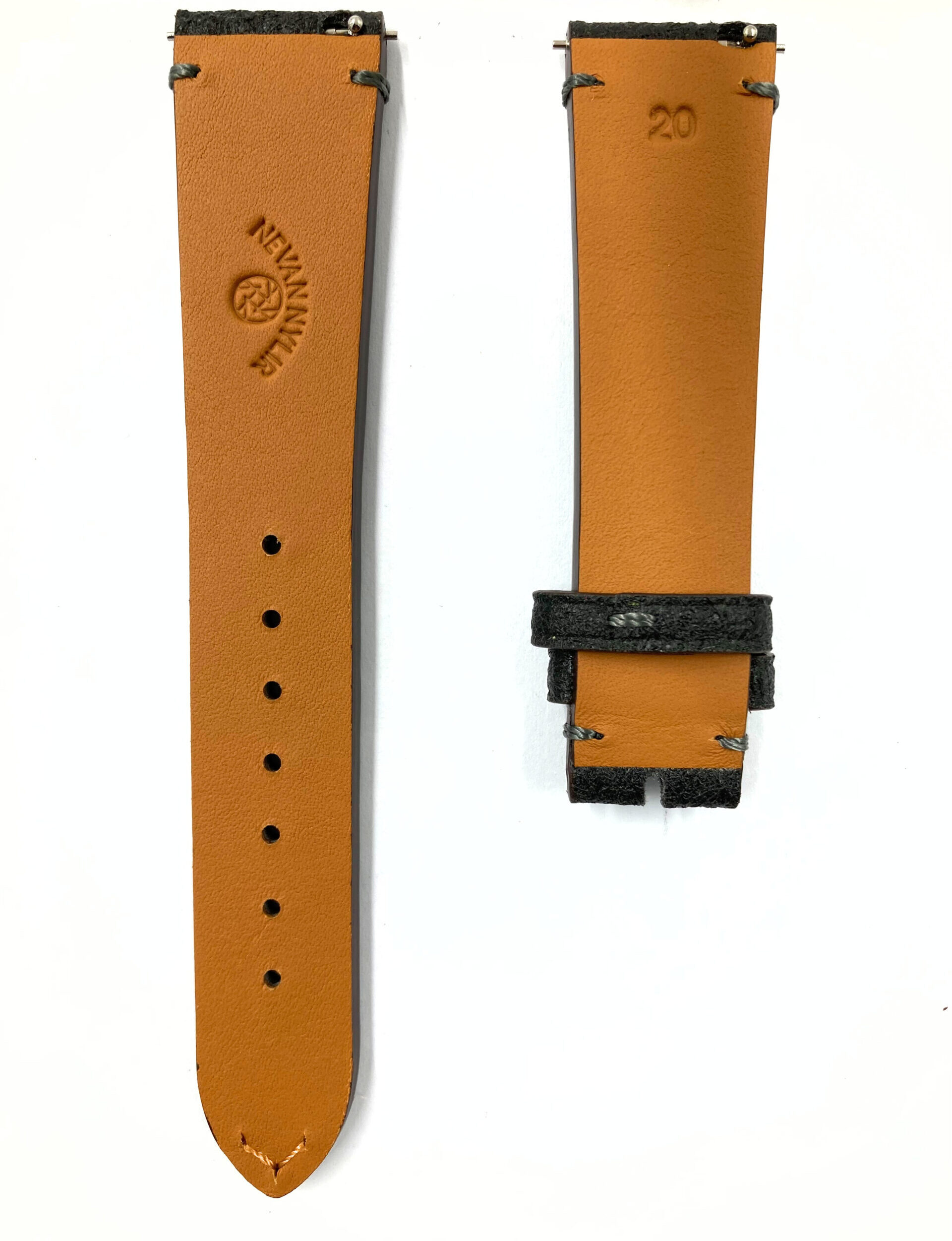 Vintage Flat Pineapple Vegan Watch Strap in Smoky Black