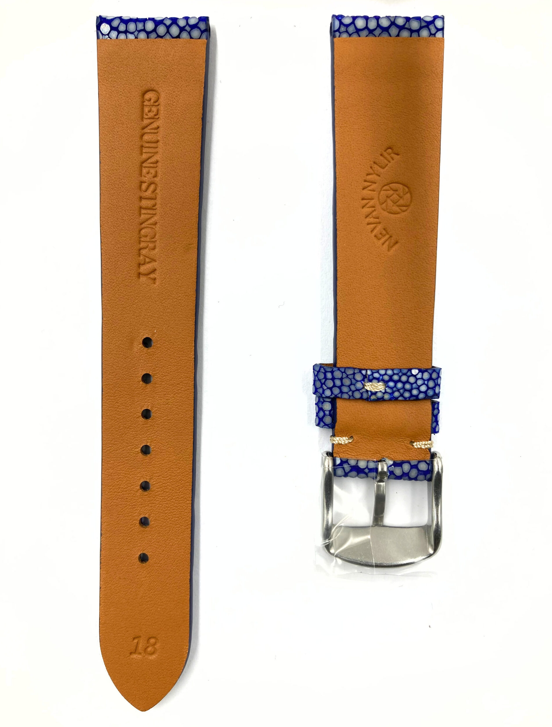 Steel Blue Vintage Flat Stingray Watch Straps (BACK)