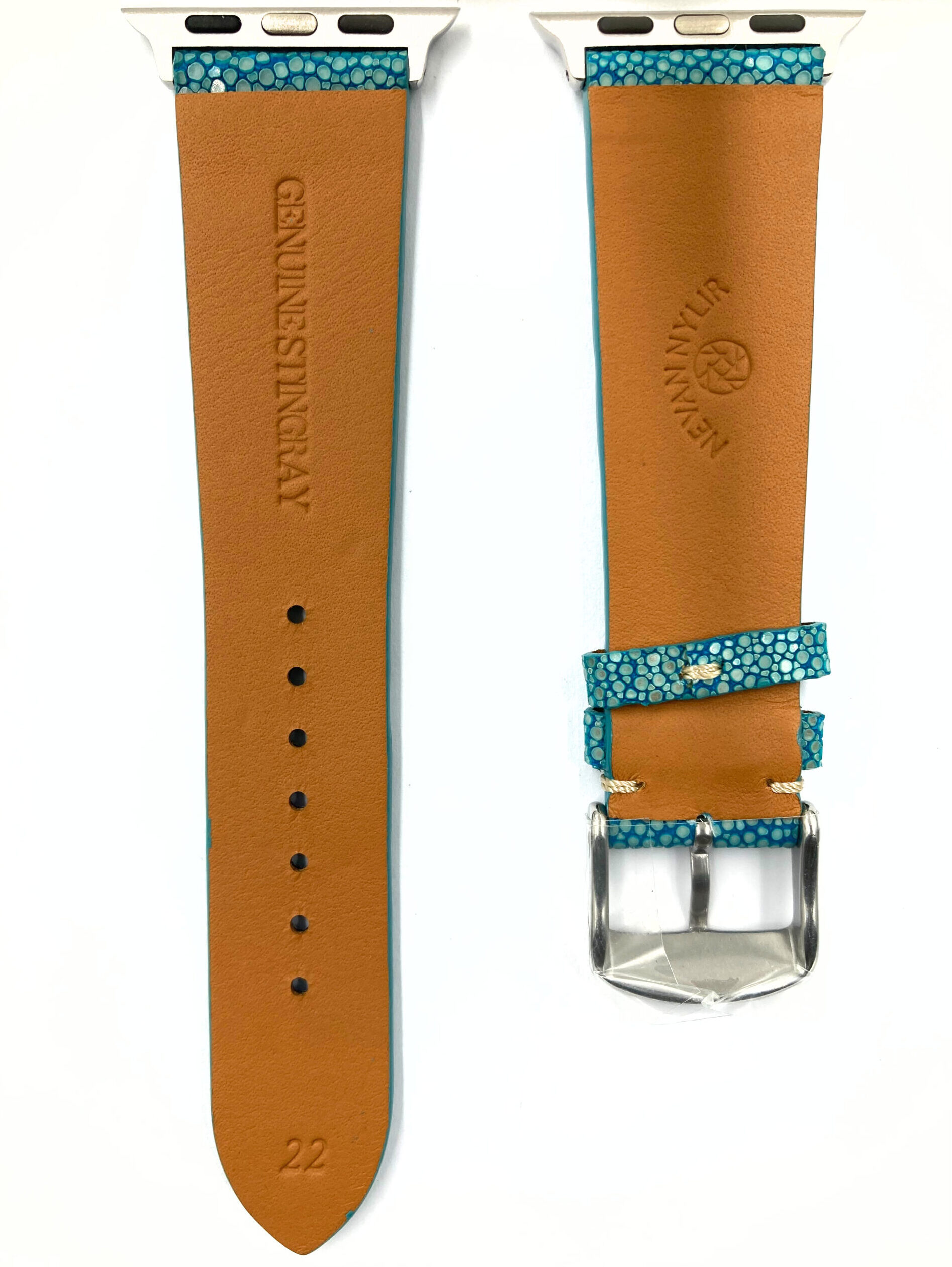 Light Sea Green Vintage Flat Stingray Apple Watch Straps (BACK)