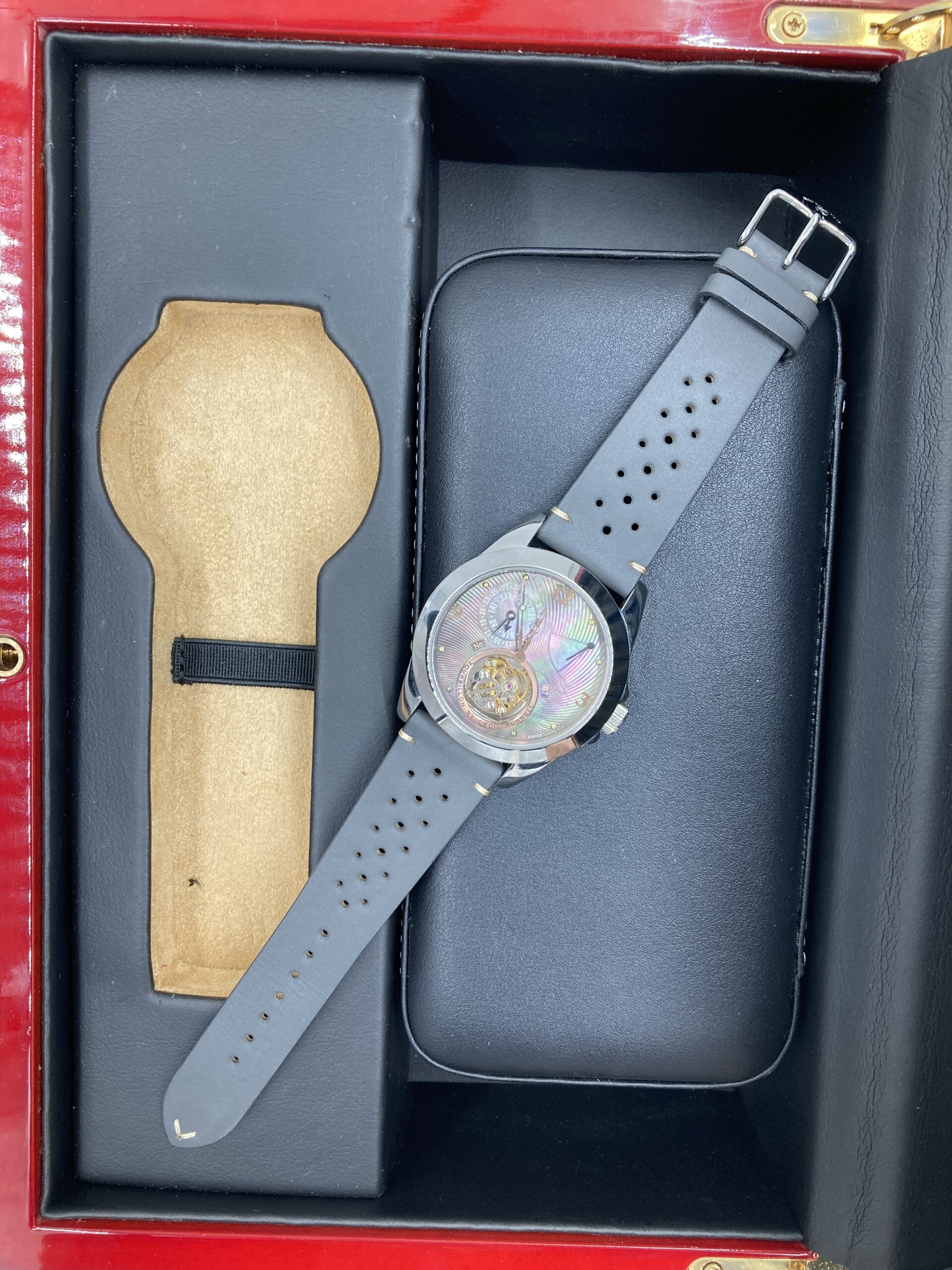 Vintage Flat Rally Barenia Leather Watch Strap in Abbey Grey