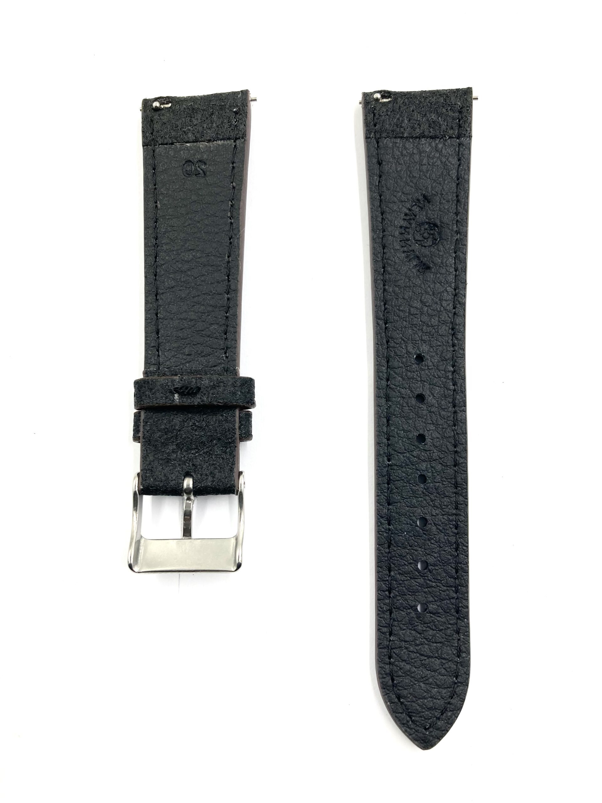 Pineapple Vegan Watch Strap Classic Flat in Smoky Black (BACK)