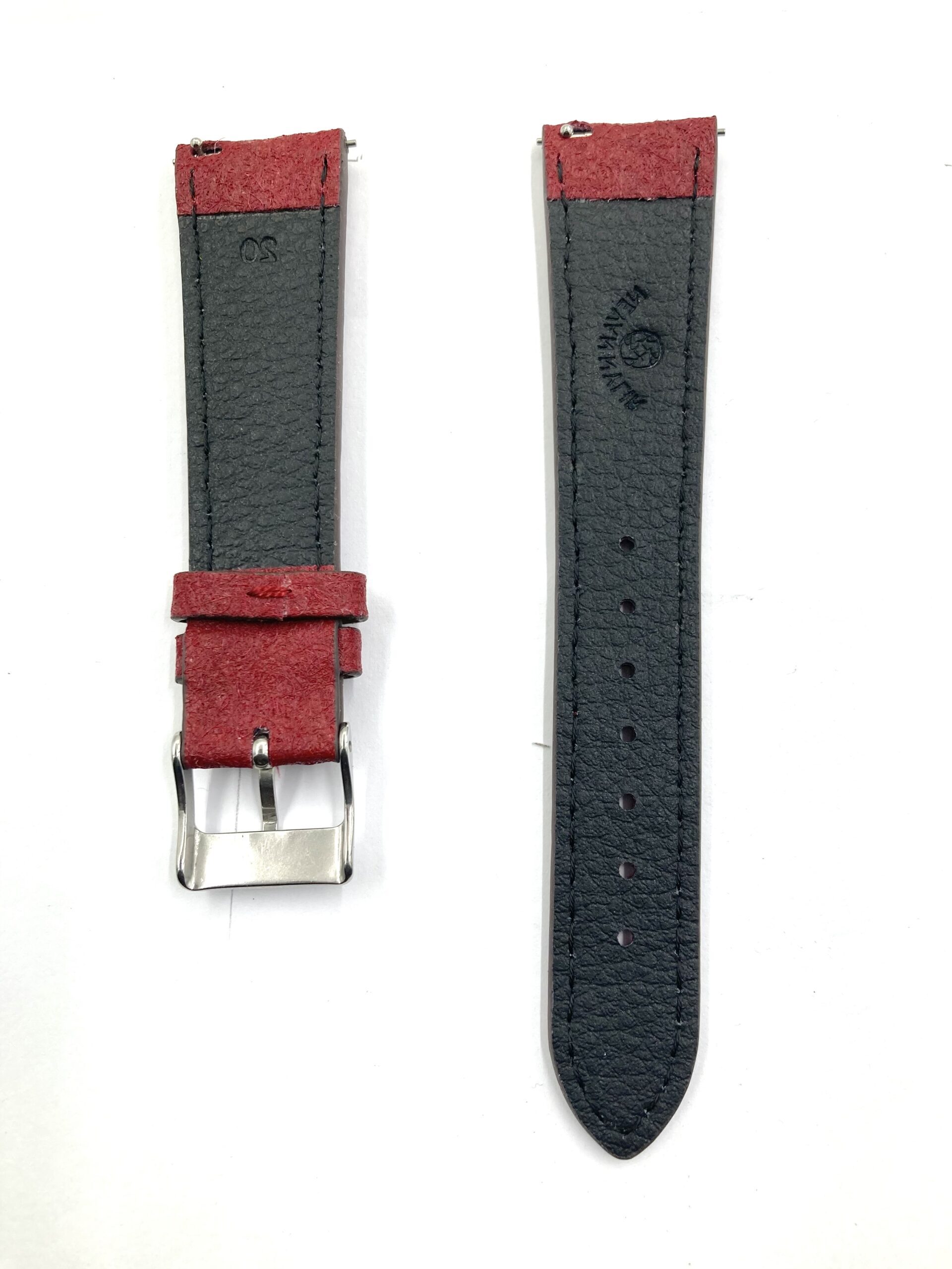 Pineapple Vegan Watch Strap Classic Flat in Burgundy (BACK)